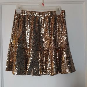 Gold sequin tiered skirt
